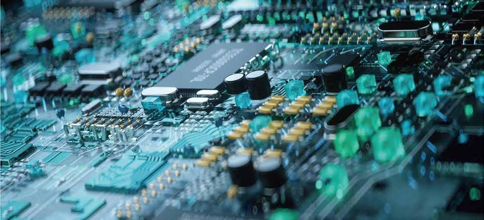 Close-up of an assembled printed circuit board